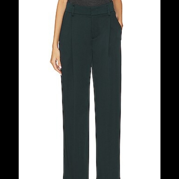 Vince Satin Wide Leg Pleated Pants Slacks Emerald Green Size 0 - Picture 2 of 12